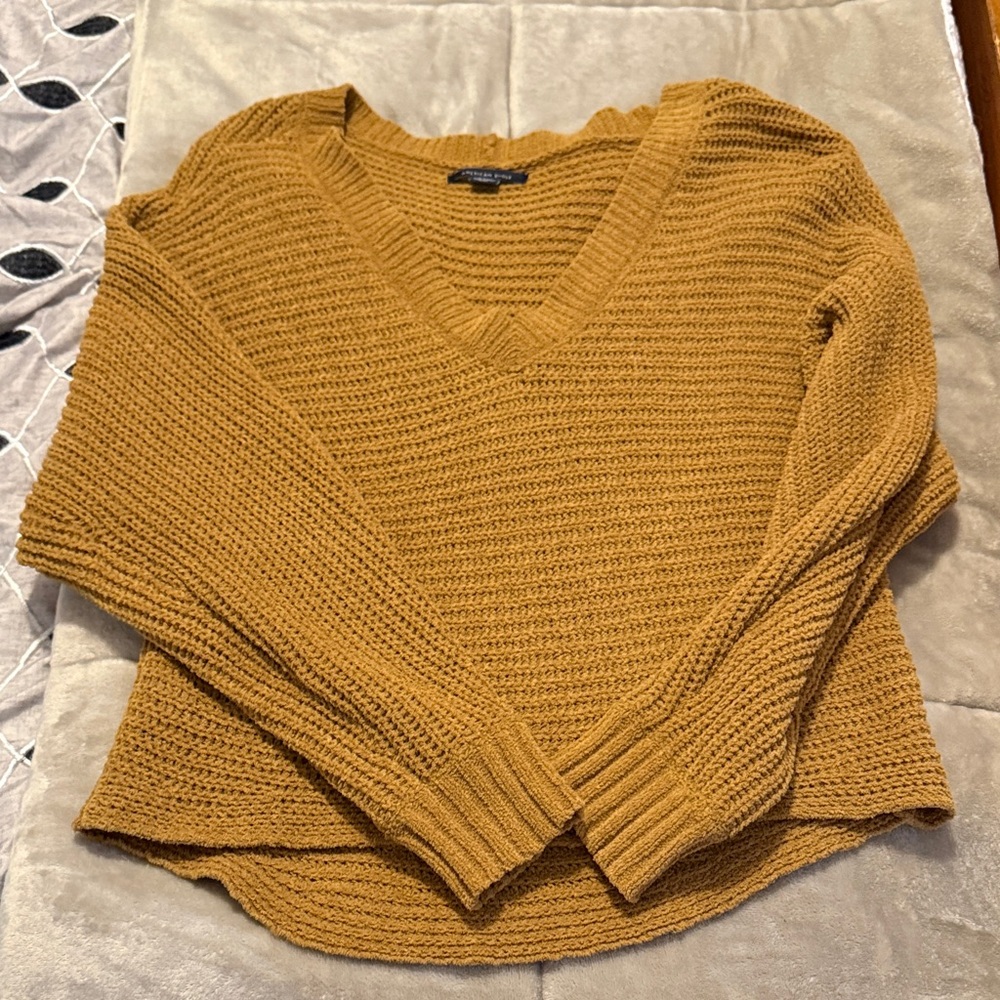 American Eagle Yellow V-Neck Sweater